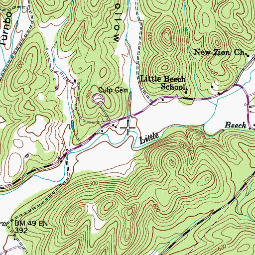 Topographic Map of Warren Hollow, TN
