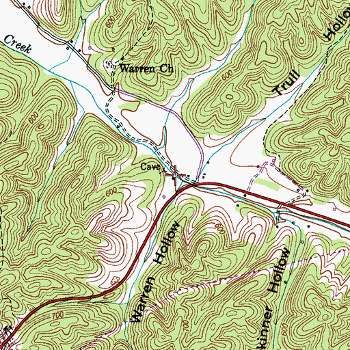 Topographic Map of Warren Hollow, TN