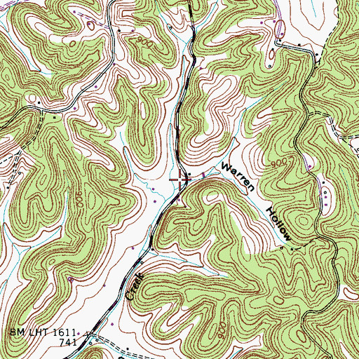 Topographic Map of Warren Hollow, TN