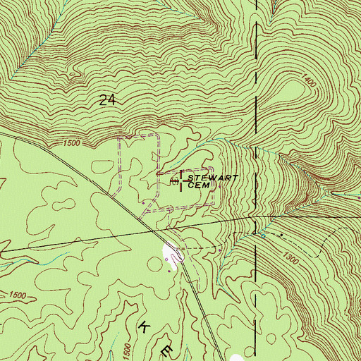 Topographic Map of Stewart Cemetery, AL