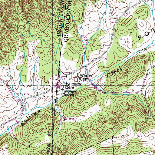 Topographic Map of Warter Cemetery, TN