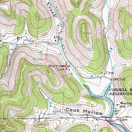 Topographic Map of Wartrace Cemetery, TN