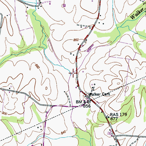 Topographic Map of Washburn Branch, TN