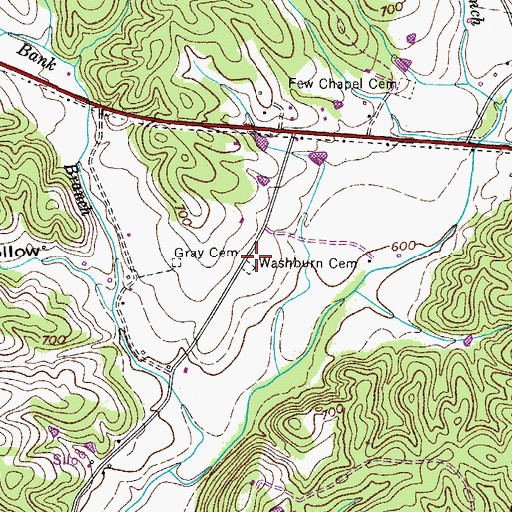 Topographic Map of Washburn Cemetery, TN