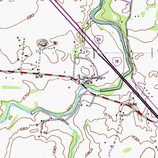 Topographic Map of Washington Cemetery, TN