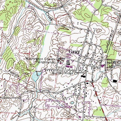 Topographic Map of Washington County Fairgrounds, TN