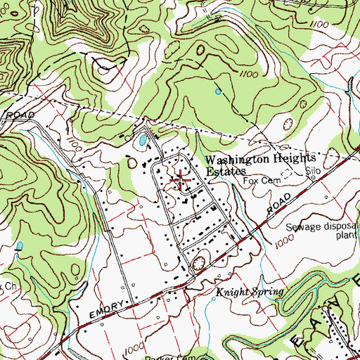 Topographic Map of Washington Heights, TN