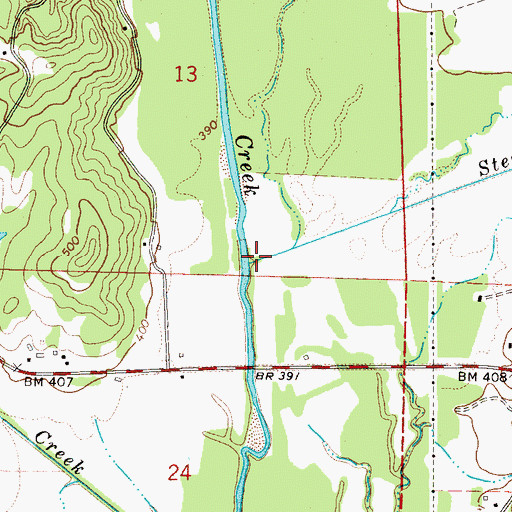 Topographic Map of Stewart Creek, AL