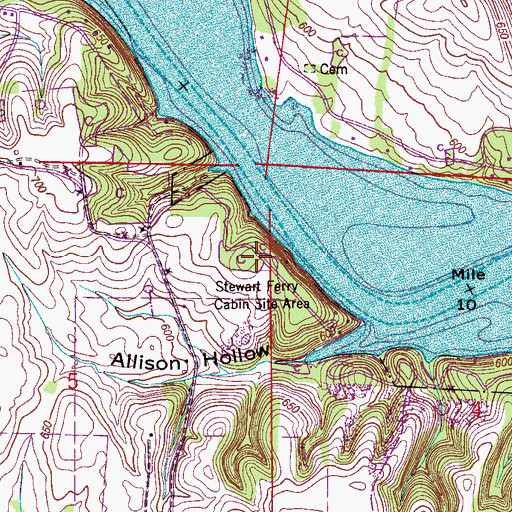 Topographic Map of Stewart Ferry Cabin Site Area, AL