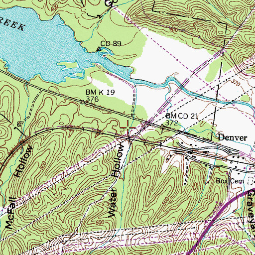 Topographic Map of Water Hollow, TN