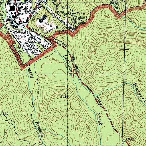 Topographic Map of Watercrease Branch, TN