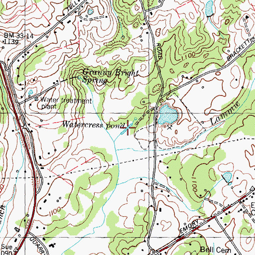 Topographic Map of Watercress Pond, TN