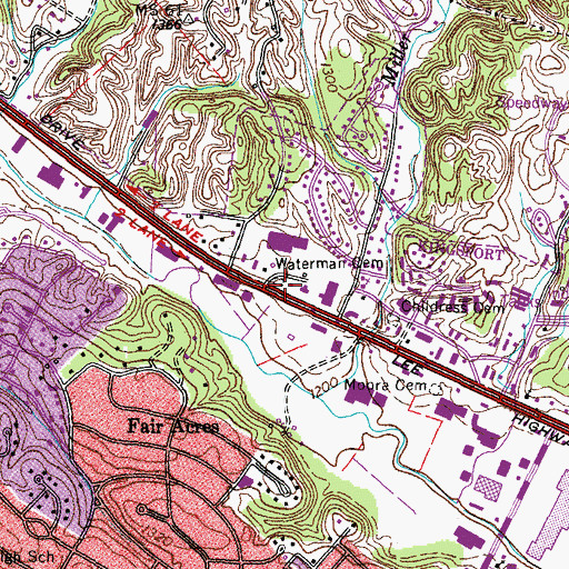 Topographic Map of Waterman Cemetery, TN