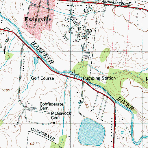 Topographic Map of Watson Branch, TN