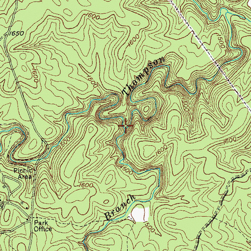 Topographic Map of Watson Branch, TN