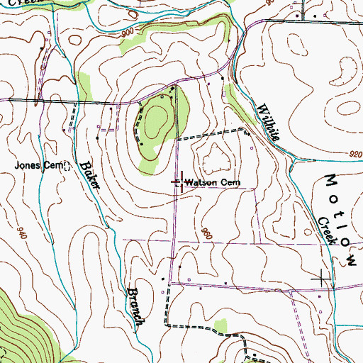 Topographic Map of Watson Cemetery, TN