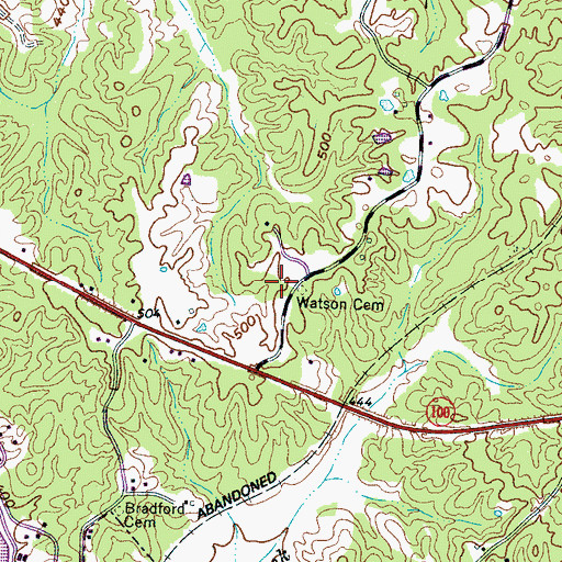 Topographic Map of Watson Cemetery, TN
