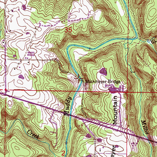 Topographic Map of Stickmeyer Bridge, AL