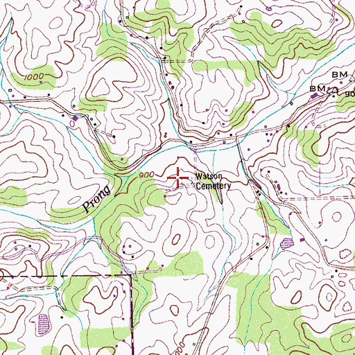 Topographic Map of Watson Cemetery, TN