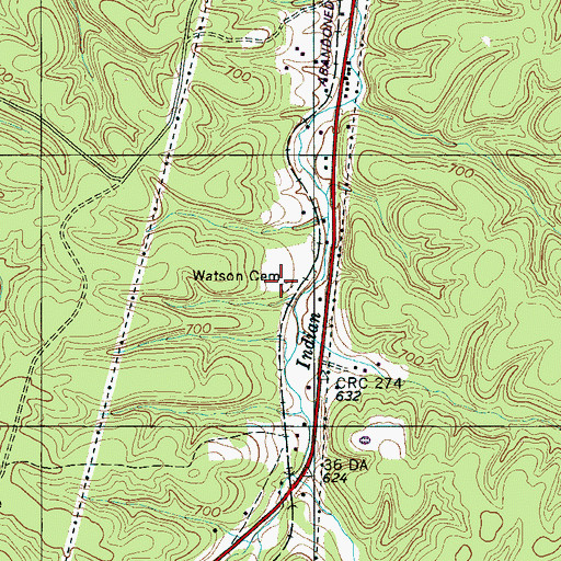 Topographic Map of Watson Cemetery, TN