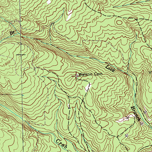 Topographic Map of Watson Cemetery, TN