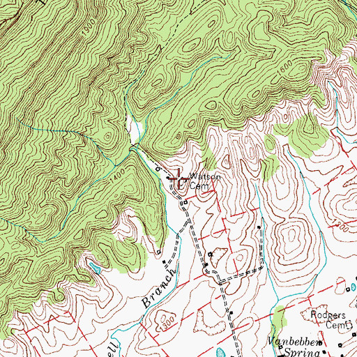 Topographic Map of Watson Cemetery, TN