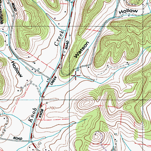 Topographic Map of Watson Hollow, TN