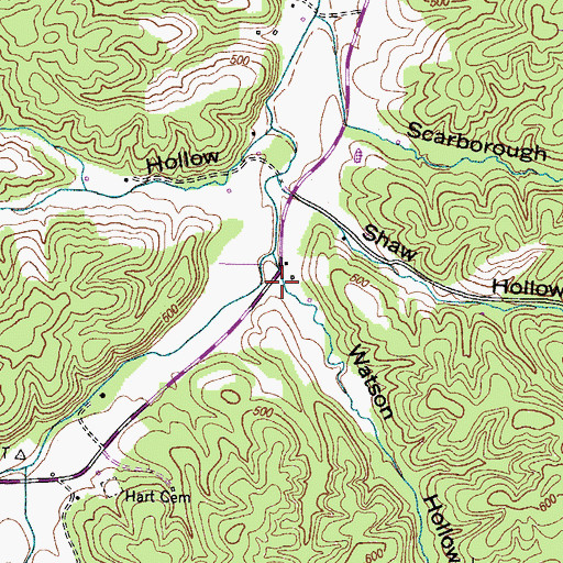 Topographic Map of Watson Hollow, TN