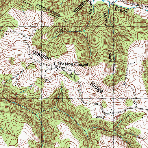 Topographic Map of Watson Ridge, TN