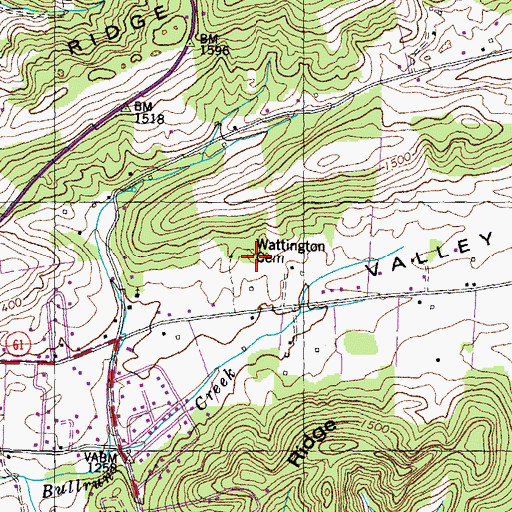 Topographic Map of Wattington Cemetery, TN