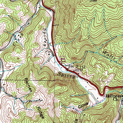 Topographic Map of Watts Branch, TN