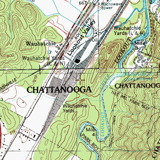 Topographic Map of Wauhatchie Yards, TN