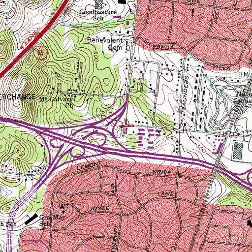 Topographic Map of Wayman Chapel, TN