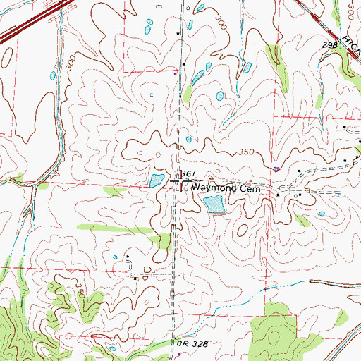 Topographic Map of Waymond Cemetery, TN