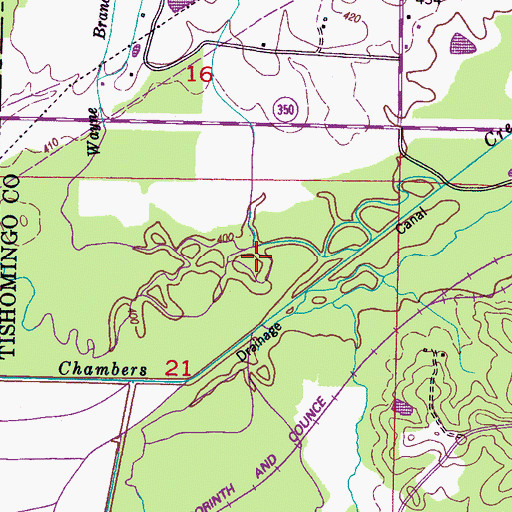 Topographic Map of Wayne Branch, TN