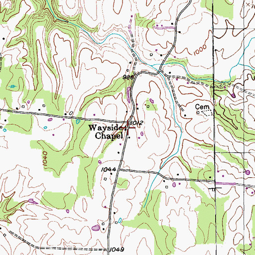 Topographic Map of Wayside Chapel, TN