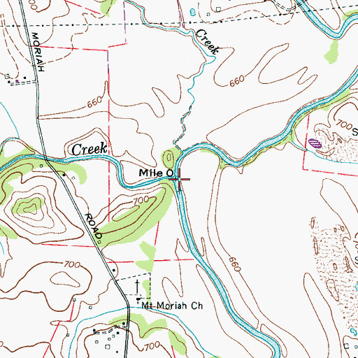 Topographic Map of Weakley Creek, TN