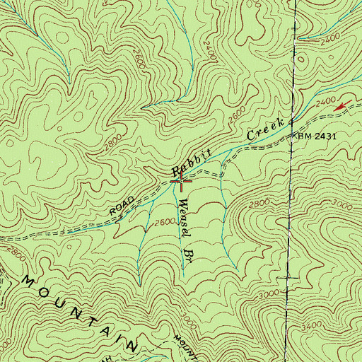 Topographic Map of Weasel Branch, TN