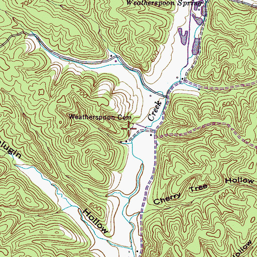 Topographic Map of Weatherspoon Cemetery, TN