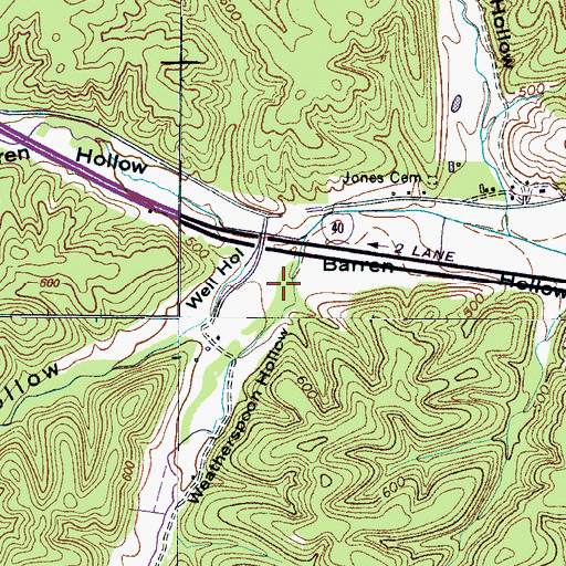 Topographic Map of Weatherspoon Hollow, TN