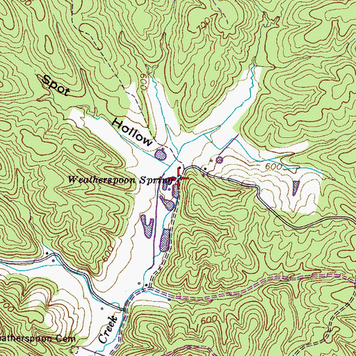 Topographic Map of Weatherspoon Spring, TN