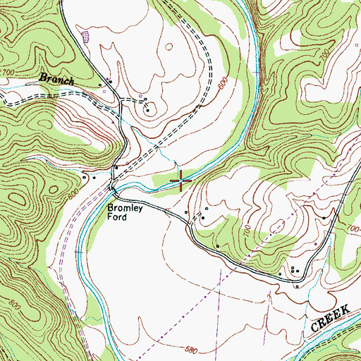 Topographic Map of Weaver Branch, TN