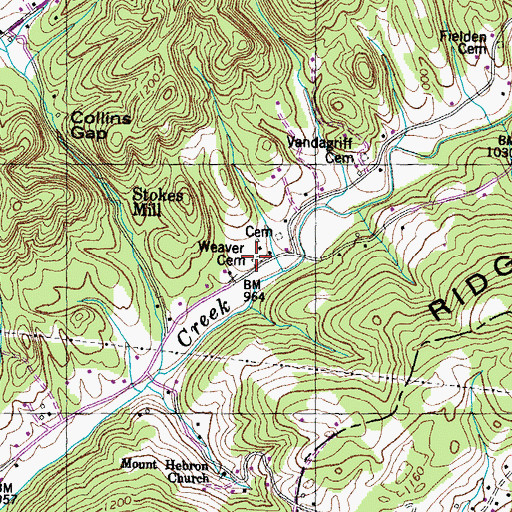 Topographic Map of Weaver Cemetery, TN