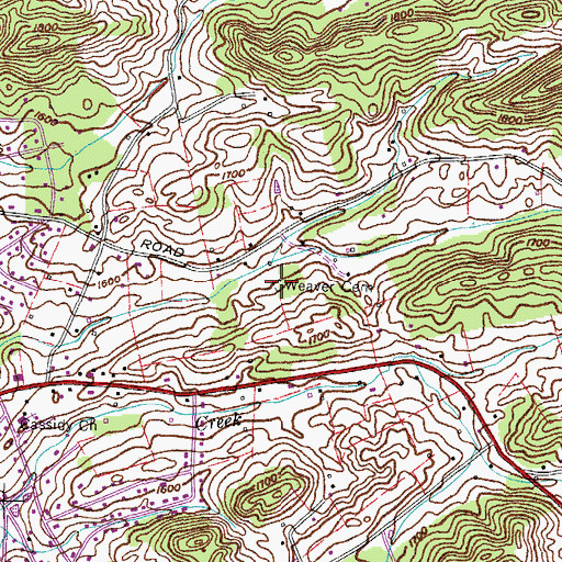 Topographic Map of Weaver Cemetery, TN