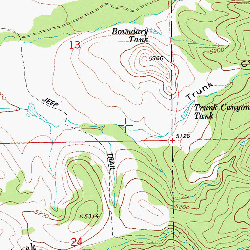 Topographic Map of Trunk Canyon, AZ