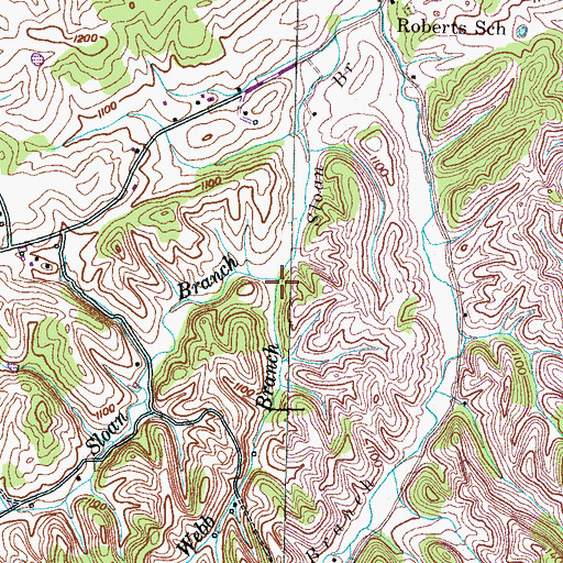 Topographic Map of Webb Branch, TN