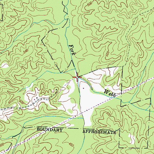 Topographic Map of Webb Branch, TN