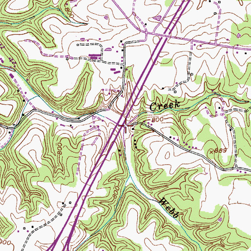 Topographic Map of Webb Branch, TN