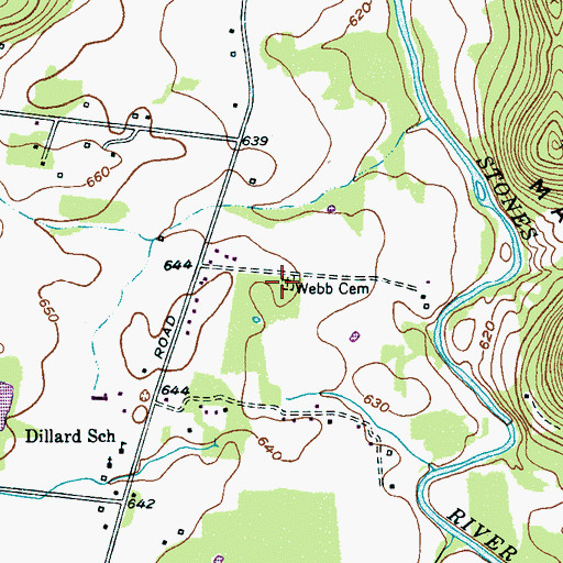 Topographic Map of Webb Cemetery, TN