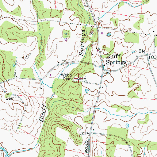 Topographic Map of Webb Cemetery, TN